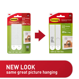 Command 20 lb White Picture Hanging Strips 17217-ES, 4 Pairs