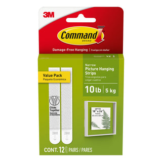 Command Narrow Picture Hanging Strips Value Pack 17207-12ES, 12 Pairs