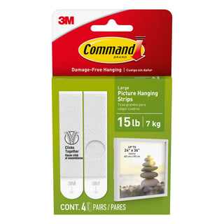 Command 15 Lb White Picture Hanging Strips 17206-ES, 4 Pairs