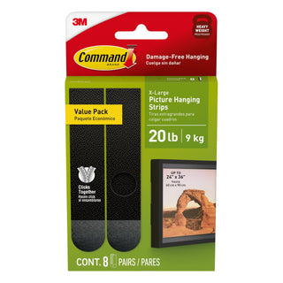 Command 20 lb Black Picture Hanging Strips 17217BLK-8ES, 8 Pairs