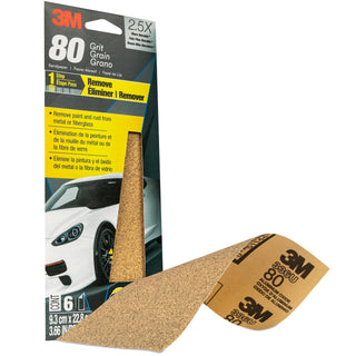 3M Sandpaper 03035, 80 Grit, 3-2/3 in x 9 in, 6/Pack