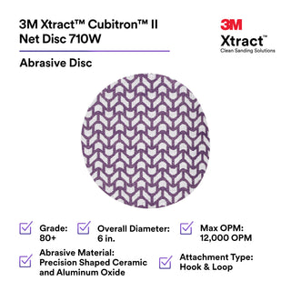 3M Xtract Cubitron II Net Disc 710W, 80+, 6 in x NH, Die 600Z