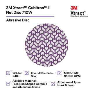 3M Xtract Cubitron II Net Disc 710W, 240+, 5 in x NH, Die 500X