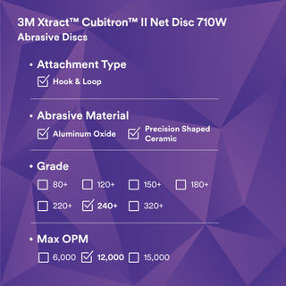 3M Xtract Cubitron II Net Disc 710W, 240+, 5 in x NH, Die 500X