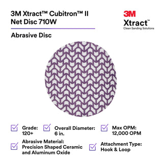 3M Xtract Cubitron II Net Disc 710W, 120+, 6 in x NH, Die 600Z