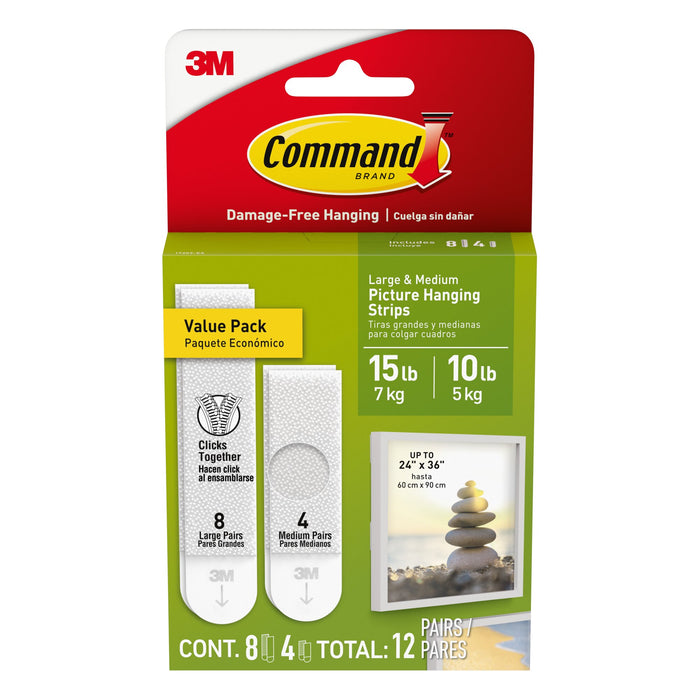 Command White Picture Hanging Strips Value Pack, 10 Lb and 15 Lb 17209-ES