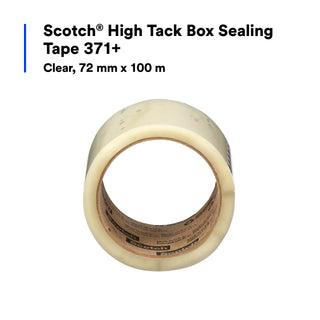 Scotch® High Tack Box Sealing Tape 371+, Clear, 72 mm x 100 m