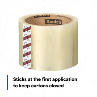 Scotch® High Tack Box Sealing Tape 371+, Clear, 72 mm x 100 m