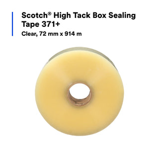 Scotch® High Tack Box Sealing Tape 371+, Clear, 72 mm x 914 m