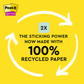 Post-it® Super Sticky Recycled Notes 654R-24SSNRPCP, 3 in x 3 in