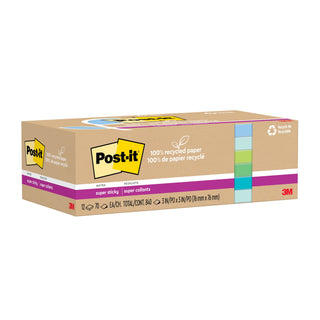 Post-it® Super Sticky Recycled Notes 654R-12SST, 3 in x 3 in (76 mm x 76 mm)