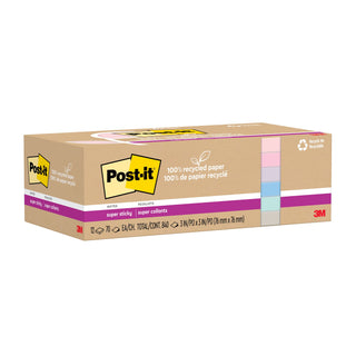 Post-it® Super Sticky Recycled Notes 654R-12SSNRP, 3 in x 3 in (76 mm x 76 mm)