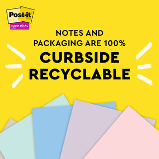 Post-it® Super Sticky Recycled Notes 654R-12SSNRP, 3 in x 3 in (76 mm x 76 mm)