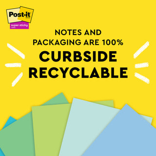 Post-it® Super Sticky Recycled Notes 654R-5SST, 3 in x 3 in (76 mm x 76 mm)