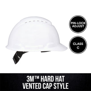 3M Vented Hard Hat CHHWH1-V-12-DC, with PinLock Adjustment, White