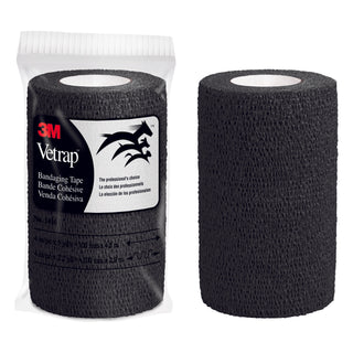 3M Vetrap Bandaging Tape 1410BK-18, Black, 4 inch (10 cm)