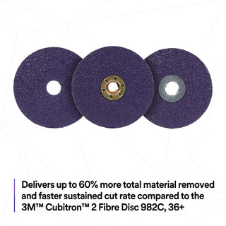 3M Cubitron 3 Fibre Disc 1182C, 36+, TN Quick Change, 5 in, Die 500P