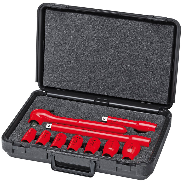 Knipex 98 99 11 S5 10 Pc Socket Set, 1/2" Drive, SAE-1000V Insulated