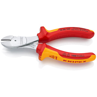 Knipex 74 06 160 6 1/4" High Leverage Diagonal Cutters-1000V Insulated