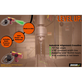 Johnson 40-6232 Industrial Alignment Cross-Line Laser Level with GreenBrite Technology