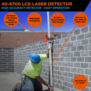 Johnson 40-6700 One­Sided Laser Detector w/Clamp for Red Beam Rotating Lasers