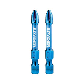 Spyder 19046 Mach-Blue PH2 1/4-in x 2-in Phillips Impact Driver Bit 2 Piece