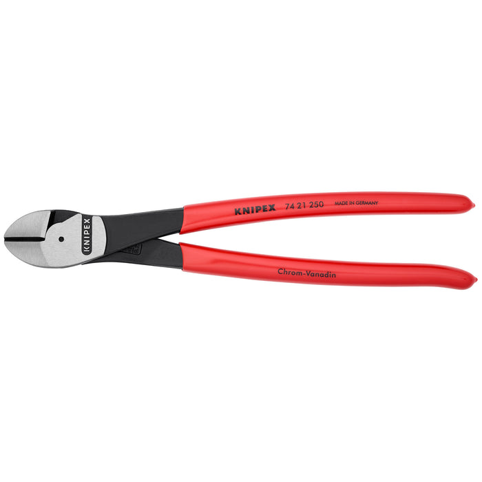 Knipex 74 21 250 10" High Leverage 12° Angled Diagonal Cutters