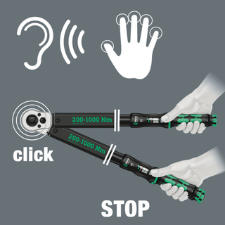 Wera Click-Torque E 1 Push R/L adjustable torque wrench for clockwise and anti-clockwise torque-control, 200-1000 Nm, 3/4" x 200-1000 Nm