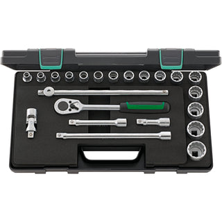 Stahlwille 96031447 50/16/6 1/2" Drive Hex Socket Set, 22 Pcs