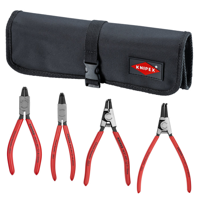 Knipex 9K 00 19 54 US 4 Pc Snap Ring Set In Tool Roll-90 Degree