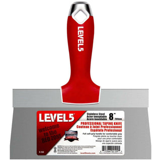 Level5 5-134 8" Stainless Steel Taping Knife w/ Soft Grip Handle