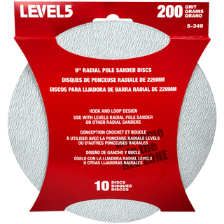 Level5 5-349 200 Grit 9" Radial Sander Disc - 10 Pack