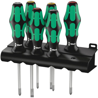 Wera 335/350/355/6 Screwdriver set Kraftform Plus Lasertip and rack, 6 pieces