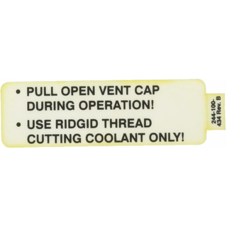 Ridgid 72387 Decal, VENT Cap