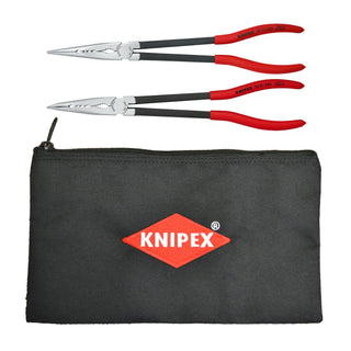 Knipex 9K 00 80 128 US 2 Pc XL Long Needle Nose Pliers Set with Keeper Pouch