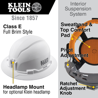 Klein Tools 60930 Hard Hat, Non-Vented, Full Brim Style, High Visibility Orange