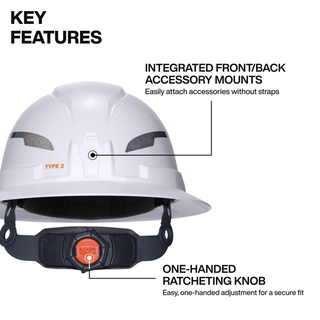 Klein Tools 60400T2CND Class E Type-2 Hard Hat, Non-Vented Full Brim, Strap, White, CAN ONLY