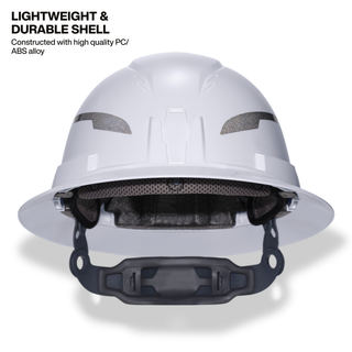 Klein Tools 60406T2RL Type-2 Hard Hat, Non-Vented Full Brim with Rechargeable Headlamp, White