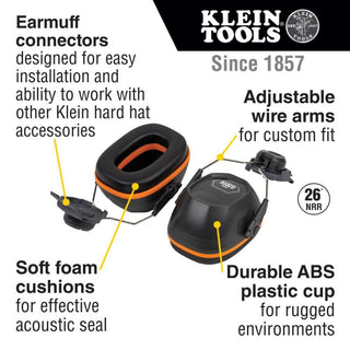 Klein Tools 60532 Hard Hat Earmuffs for Cap Style and Safety Helmets