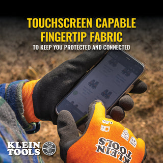 Klein Tools Winter Knit Dipped Gloves, Cut Level A1, Touchscreen