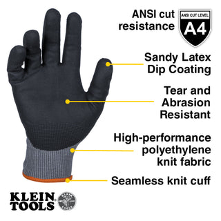 Klein Tools Winter Knit Dipped Gloves, Cut Level A4, Touchscreen