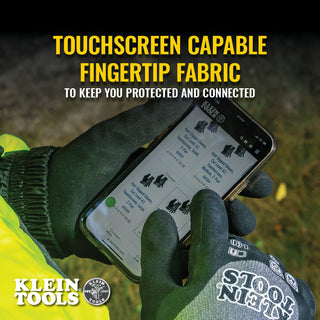 Klein Tools Winter Knit Dipped Gloves, Cut Level A4, Touchscreen