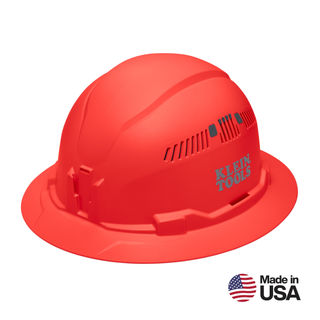 Klein Tools 60861BR Hard Hat, Vented, Full Brim Style, Orange