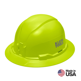 Klein Tools 60910 Hard Hat, Non-Vented, Full Brim Style, High Visibility Lime