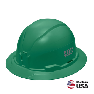 Klein Tools 60940 Hard Hat, Non-Vented, Full Brim Style, Green
