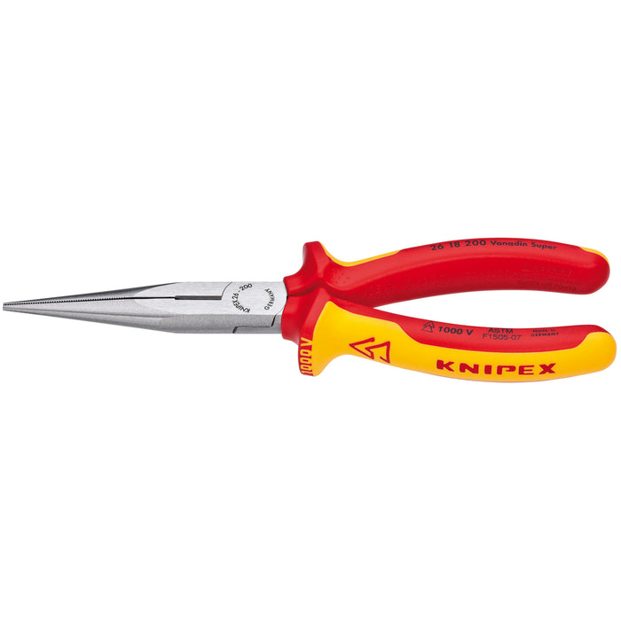 Knipex 26 18 200 SBA 8" Long Nose Pliers with Cutter-1000V Insulated