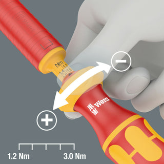 Wera Series 7400 VDE Kraftform adjustable torque handle (0.3-3.5 Nm), 7441 VDE x 1.2-3.0 Nm