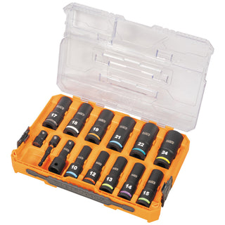 Klein Tools 65111IMPCTM KNECT 1/2" Drive Deep Well Impact Socket Set, Metric, 14 Pc.