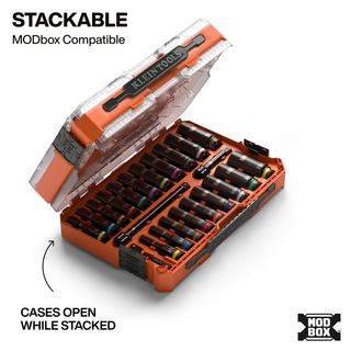 Klein Tools 65121IMPCT KNECT Deep-Well 3/8" Drive Socket Set, SAE and Metric, 23 Pc.