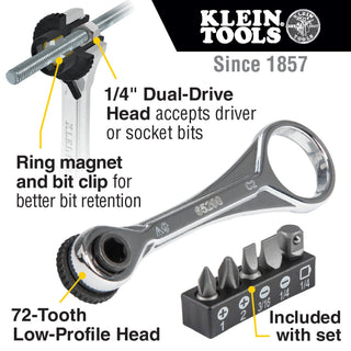 Klein Tools 85515HD Flip Socket, Mini Ratchet and Multi-Bit Driver Set, 3 Pc.